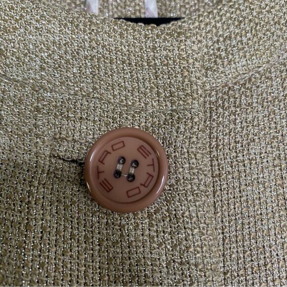 Etro Milano Tan Metallic Knit Lightweight Three Button 3/4 Sleeve IT 42 XL - Picture 5 of 11